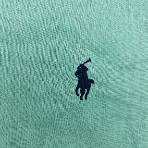 Linen button down dress shirt (turquoise) - Picture 5 of 5